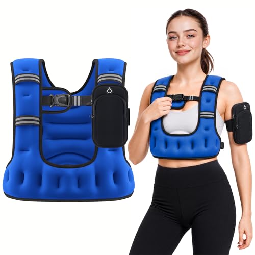 ZELUS Weighted Vest for Women & Men, U-Shaped Running Vest with Arm Pocket - color: Blue, size: 16LB