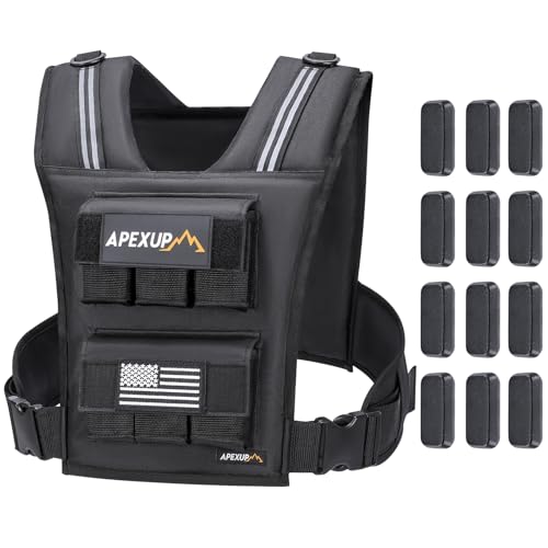 APEXUP Weighted Vest Men, Adjustable Weight Vest for Running - color: Black, size: With Weights-30lbs