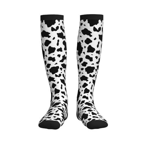 Crazy Fun Compression Socks, Unisex Knee High Support Socks - color: Cow Print
