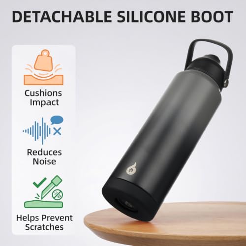 BJPKPK 2 Pack 40oz Insulated Water Bottles with Straw Lids, Stainless Steel - color: 2 X Black Grey, size: 40 Ounces