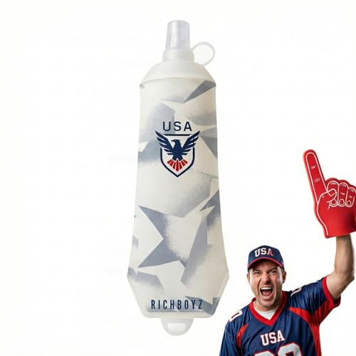 Richboyz 500ml Running Soft Flask: Leakproof TPU Hydration Bottle for Trail Runners & Cyclists & Hikers – Lightweight & BPA-Free Folding Water Bottle (Grey Eagle)