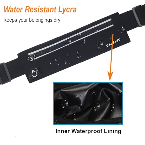 U·LANARO Slim Running Belt Fanny Pack Running Phone Holder Waist Band Pouch - color: Light Gray