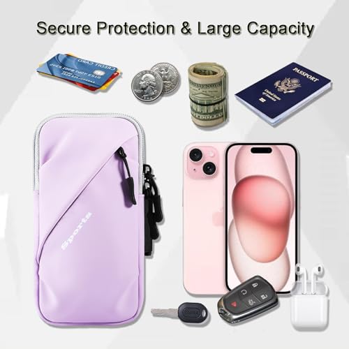 Phone Holder Arm Bands, Small Crossbody Shoulder Holsters Bag with Arm Band, Fits iPhone and All Cell Phones, Use for Running, Walking, Hiking & Biking (Plus Size Purple) - color: Purple