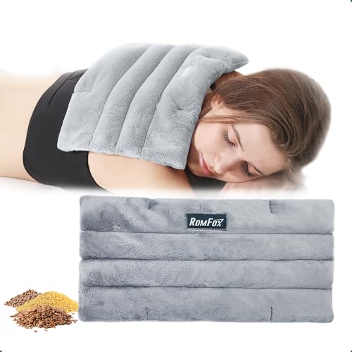 Romfox Microwavable Heating Pad for Pain Relief, Moist Heat for Cramps, Muscles, Joints, Back, Neck and Shoulders, Heat Compress Pillow, for Both Hot and Cold Therapy (11.8 * 5.9 Unscented)