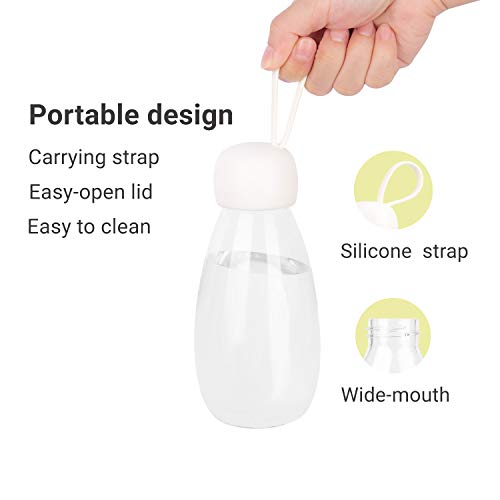 emoi BPA Free Water Bottle, 12oz/360ml Cute Water Bottle with Carrying Strap, Ideal for Kids Boys Girls Students Women Healthy Hydration-White - color: White Cap, size: 12 Ounces