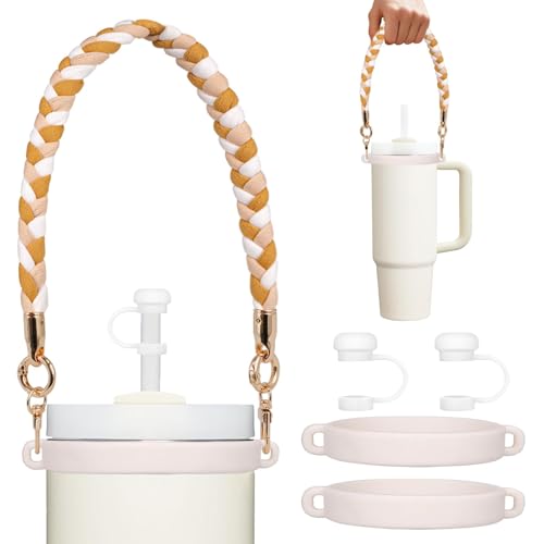 HEYSKAY Water Bottle Handle Strap for Stanley 20-40oz Tumbler Handle Strap - color: Cream