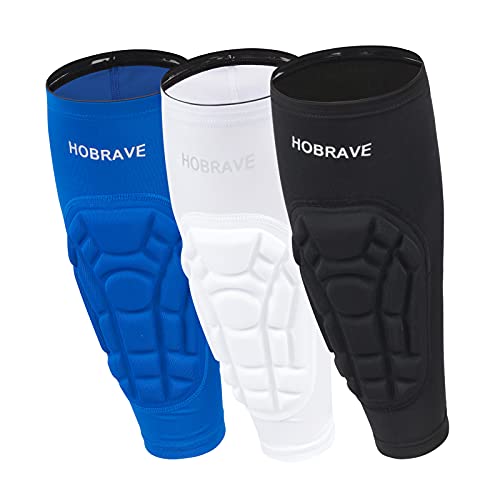 HOBRAVE 2PCS Soccer Shin Guards Padded Calf Compression Sleeves Supports for Shin Splint - size: Large