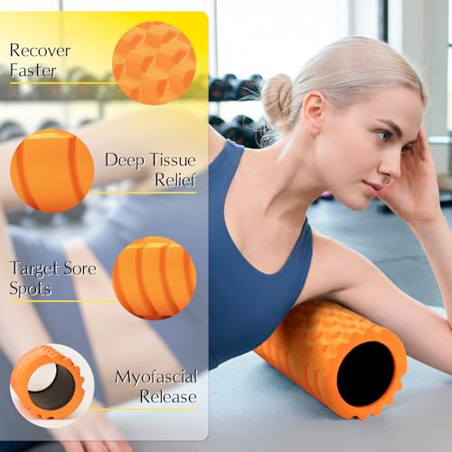 High-Density Foam Roller for Exercise and Recovery, 13 Inches - color: Orange