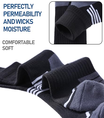 FNOVCO Women's Hiking Walking Running Crew Socks Thick Cushioned Athletic Compression Socks 5 Pairs - color: Black 02, size: 9-11