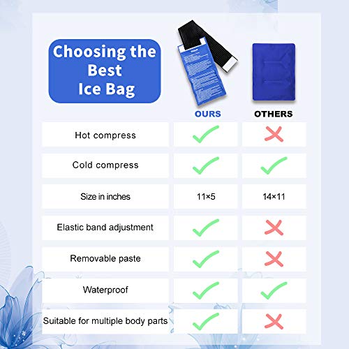 Reusable Gel Ice Pack 2 Piece Set Soft Cold Hot Compress Wraps with Straps - style: 11.93x6.14（2 Pack）