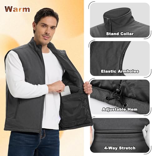 Outdoor Ventures Men's Golf Vest Outerwear Quilted Casual Lightweight - color: Dark Grey Heather, size: 3X-Large