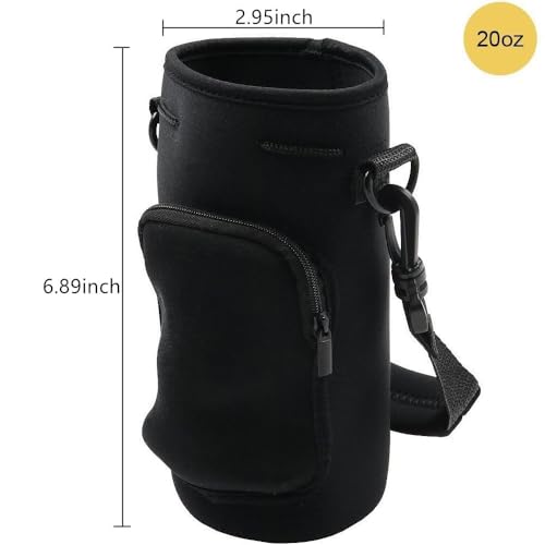 Wanty Neoprene 20 Oz Insulated Water Drink Bottle Cooler Pocket Carrier Sleeves Tote Bag with Adjustable Straps for Climbing Cycling and Running Outdoor Activities (20 Oz) - size: 20 Oz