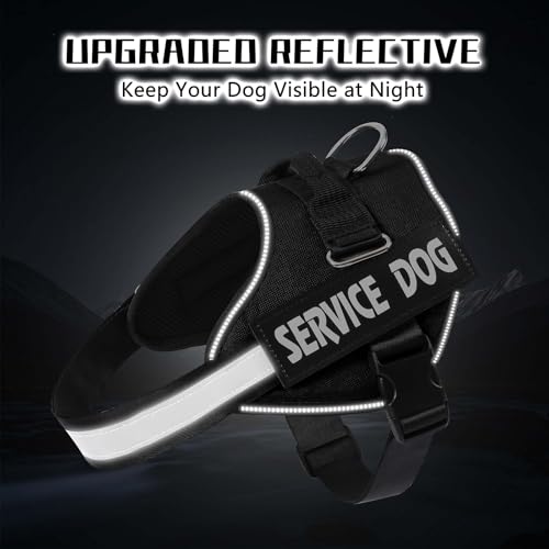 MUMUPET Service Dog Vest, No Pull & Reflective Dog Harness, Black, L - color: Black, size: Large