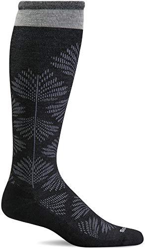 Sockwell Women's Full Floral Moderate Graduated Compression Sock Wide Calf Fit - color: Black, size: Small-Medium Wide Calf