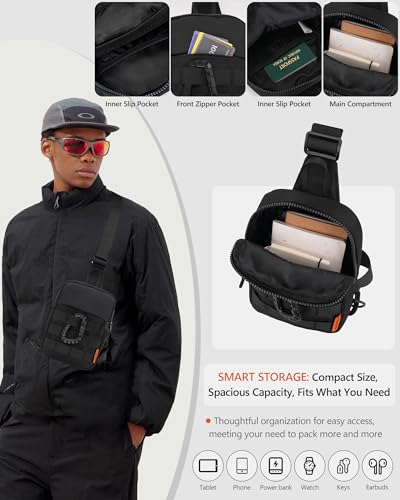 Peicees Crossbody Bag for Men Mini Sling Bag Anti Theft Purse, Army Green - color: Army Green