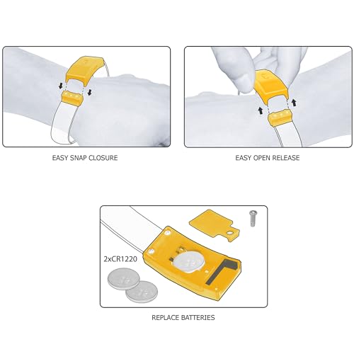 4 Magic Band Pack | Glow in The Dark | Flashing Light up for Concerts | Running Lights for Runners | Glow in The Dark Bracelets | Led Bracelet - color: Yellow