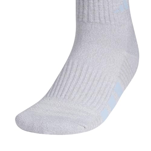 adidas Women's Cushioned Socks 3 Pairs - color: Clear Onix Grey/Glow Blue/Clear Pink/4.0/Quarter, size: Medium, style: Quarter