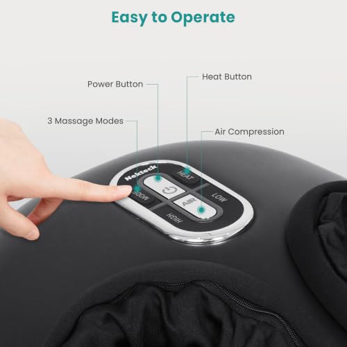 Nekteck Shiatsu Foot Massager with Heat & Air Compression Deep Kneading - color: Black, size: Large