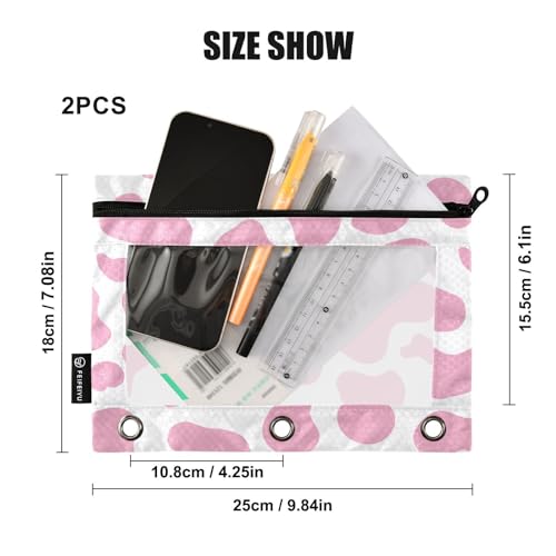 Cow Pencil Pouches for 3 Ring Binder 2 Pack - color: cow