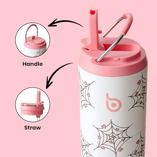 BOTTLE BOTTLE Insulated Water Bottle 24oz with Straw Lid and Handle Sports - color: Cupid Web