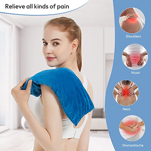 Microwavable Heating Pad with Washable Cover, 8 x 18 Microwave Heating Pad for Neck and Shoulders, Moist Heat Bean Bag Warm Compress for Knee, Joints, Wrist, Abdomen (Light Blue) - color: 8 X 18" Light Blue - 1 Pack