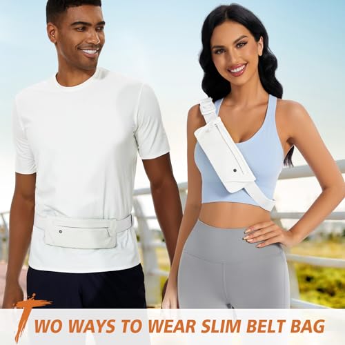 WHIPPY Slim Running Belt Fanny Pack for Women Men Elastic Runners Belt Waist Pouch Chest Bag Phone Holder Waist Pack for Running Hiking - color: 5-White