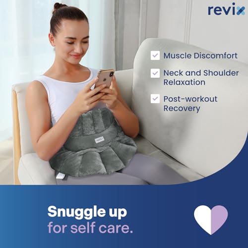 REVIX Neck Heating Pad Microwavable, Weighted Heat Wrap for Neck Shoulders - color: Darkgray