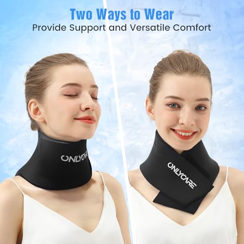 ONLYCARE Neck Ice Pack Wrap Gel - Upgraded Ice Packs for Neck Reusable - color: Black