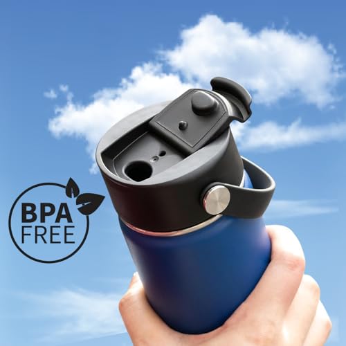 FLORAPELL Lid Compatible with Hydro Flask 12 16 18 20 32 40 OZ Wide Mouth, Flip Lid Replacement Lids with Flex Strap Handle, Leak-Proof Flask Cap for Hydro Flask Coffee Mug - color: No.1 Black