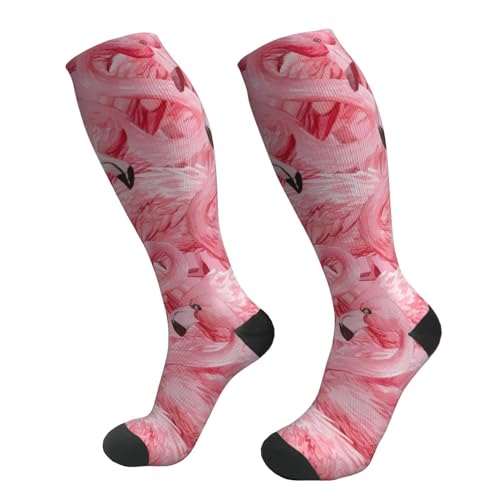 Compression Socks Women And Men For Nurses Travel Pregnancy Recovery Running Athletic - color: Hot Pink Flamingo