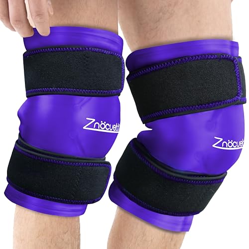 ZNÖCUETÖD Enhanced Knee Ice Pack Wrap 2 Pack for Pain Relief, Large Gel Ice Pack for Knee Leg Injuries Reusable with Cold Compression for Tendonitis, Arthritis, Swelling, Bruises, Surgery Recovery - color: Purple