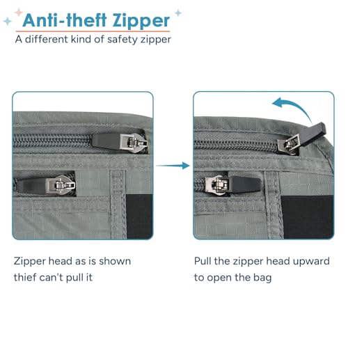 Money Belt Travel Fancy Pack with Slim Anti-Theft RFID Blocking - color: Gray