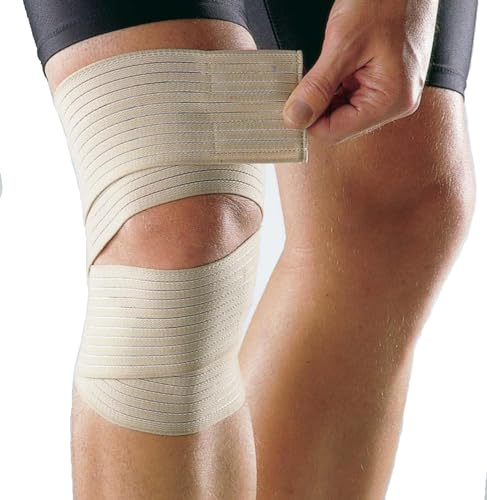 Extra Long Elastic Knee Wrap Compression Bandage Brace Support for Legs, Plantar Fasciitis, Stabilising Ligaments, Joint Pain, Squat, Basketball, Running, Tennis, Soccer, Football, Volleyball (Beige) - color: Beige