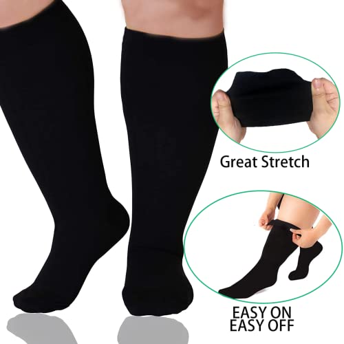 3 Pairs Plus Size Wide Calf 20-30 mmHg Knee High Compression Socks - color: 02-3 Nude, size: 4X-Large