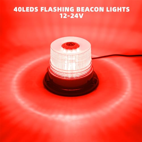 Red Rooftop Beacon Strobe Lights w/Magnetic Base, 1-Pcs - color: 1× Red
