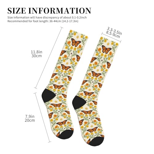 Witchy Moth Compression Socks For Women Men - color: Butterfly Yellow Floral
