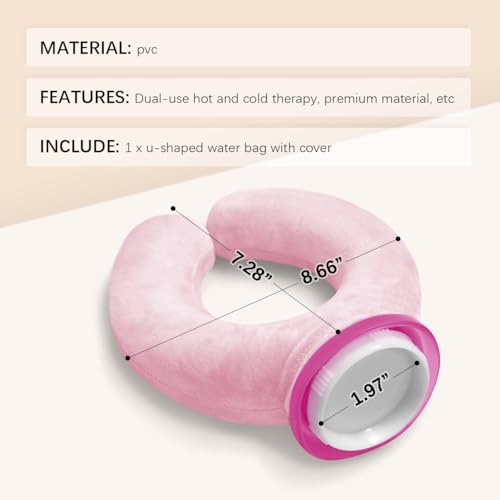 U-Shaped Hot Water Bottle with Fleece Cover 850ML Hot & Cold Water Bag Therapy Heating Pad for Pain Relief Neck Shoulder Hand Warmer Relaxing Protection Pink - color: Pink