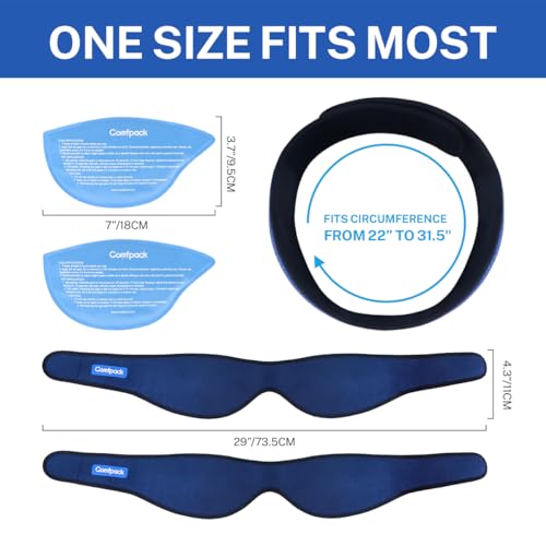 Comfpack Wisdom Teeth Ice Pack Head Wrap After Surgery, 4 Reusable Hot & Cold Therapy Gel Ice Packs for Face Swelling, TMJ, Chin, Oral Pain, Jaw Pain, Dark Blue - color: Dark Blue
