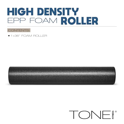 TONE Fitness Firm High-Density Foam Roller for Exercise, Massage & Recovery - color: Black, size: 36 Inch