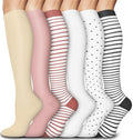 Aoliks 6 Pairs Compression Socks for Women & Nurses, Flying Knee High Socks - color: 020 A01-multicoloured 06, size: Small-Medium