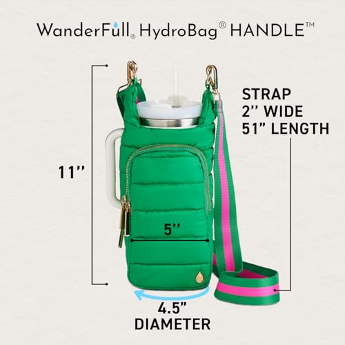 WanderFull Original HydroBag HANDLE®, 40 oz Water Bottle Holder w/Strap - color: Kelly Green