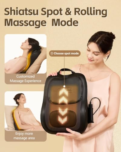Back Massager With Heat, Pain Relief For Deep Tissue,3D Lower Back Massager - color: Black