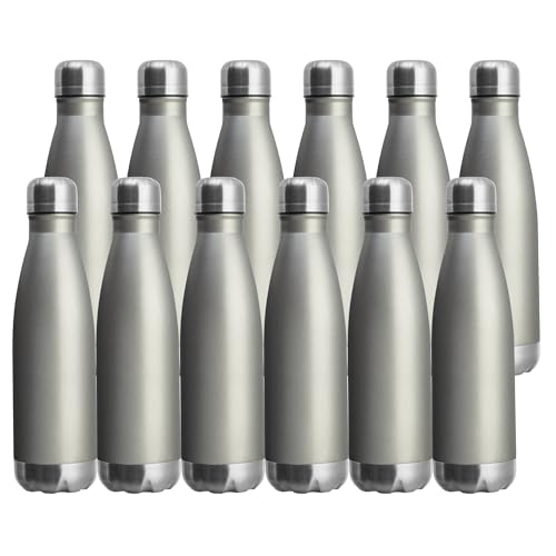 MEWAY 17oz Sport Water Bottle 12 Pack Vacuum Insulated Stainless Steel Leak-Proof Double Wall Cola Shape Water Bottle,Keep Drinks Hot & Cold (Cold Gray,12 Pack) - color: Cold Gray