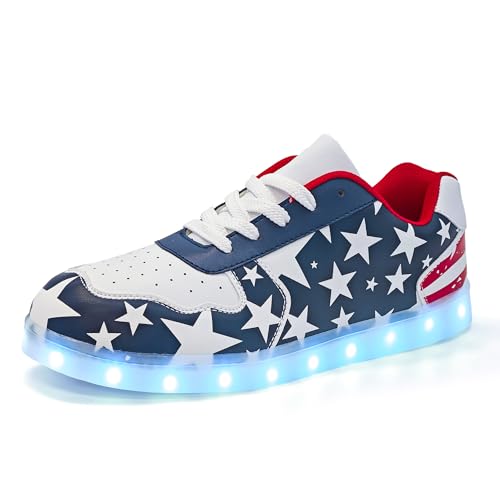 Wooowyet Men LED Light Up Shoes for Women High Top Lights Sneakers Glowing Neon Luminous Sequin Fashion Sparkle Bling Shiny Punk Boots LED Shoes - size: 10.5 Women/8.5 Men