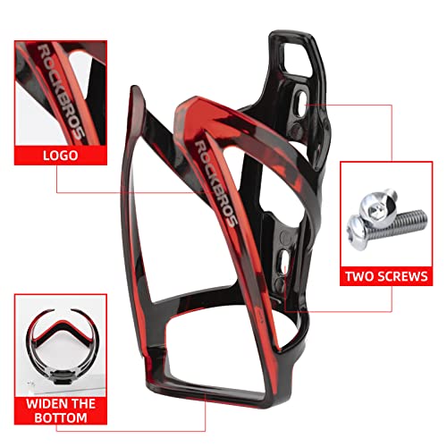 ROCKBROS Bike Water Bottle Holder Ultralight Bottle Cages with Screws Tool - color: Red-Black, size: Standard