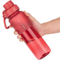 OLDLEY 32oz Water Bottle with Handle, BPA-Free Tritan Reusable Sports Water Bottle with Leak-Proof Dust Lid, Wide Mouth, Cup Holder Friendly, Half Frosted Clear Bottle for Gym,Travel, Work,Cherry Red - color: Cherry Red