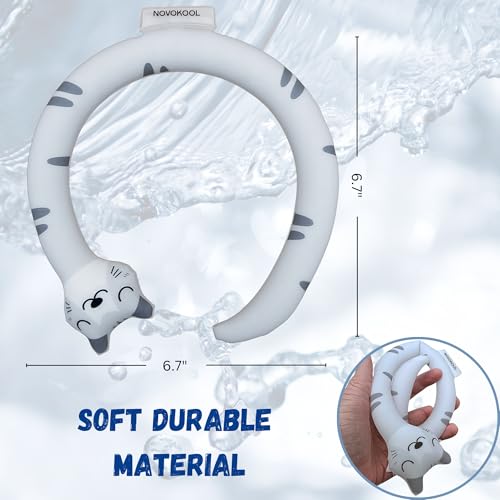 2 Pack Neck Cooling Tube with Insulated Bag - Reusable Ice Ring Neck Cooler Indoor Outdoor - Wearable Cooling Wrap - Relief for Summer and Hot Flashes - Ice Ring Freezes Under 64℉(2Cat) - color: 2 Pack Cat