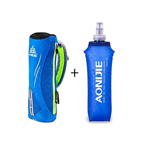 AONIJIE Running Water Bottle Handheld Hydration Pack with 500ml Soft Flask - color: Blue