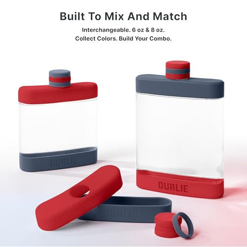 DUALIE 8 oz Hip Flask for Liquor - Shatterproof Alcohol Flasks with Clear Tritan Plastic and Silicone Grip - Flask Gift for Men & Women - Navy - color: Navy