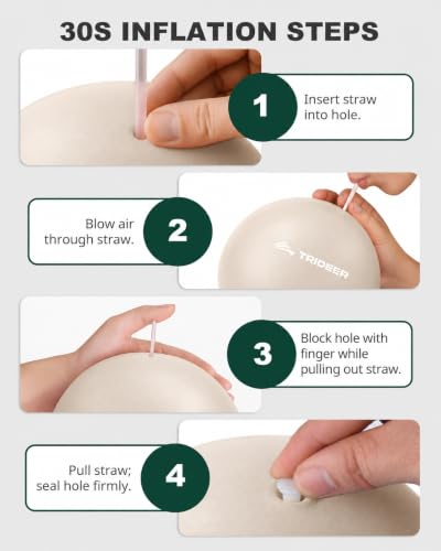 Trideer 9 Inch Pilates Ball with Inflation Straw, Small Exercise Yoga Ball - color: Oat Beige